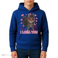 I Love You Oiia Cat Funny Spinning Cat Valentines Day Gift Kids Hoodie thumb 4