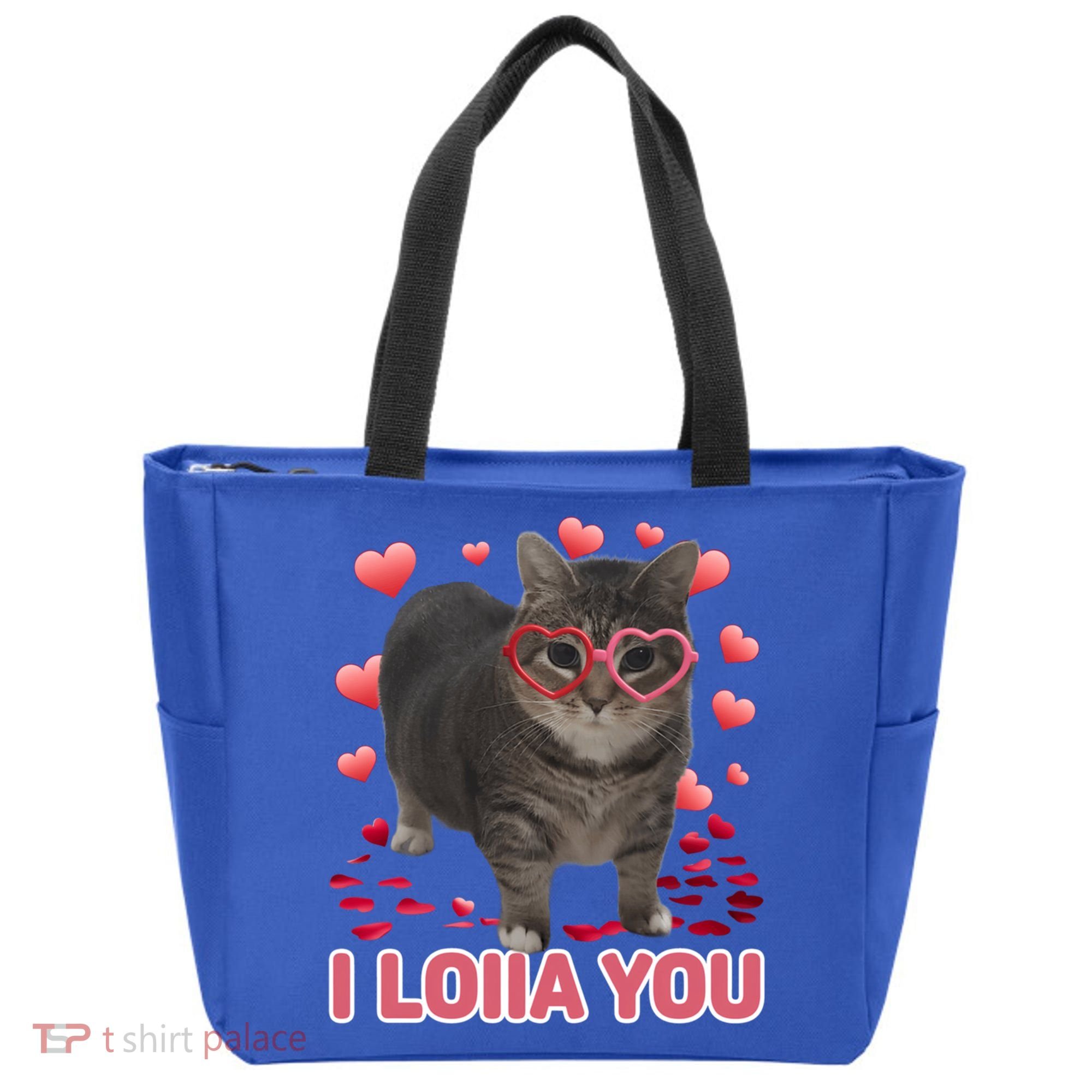 I Love You Oiia Cat Funny Spinning Cat Valentines Day Gift Tote Bag