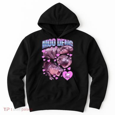I Love You Moo Deng Cute Funny Hippo Hoodie