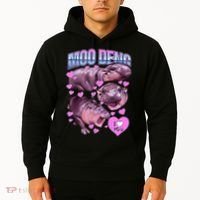 I Love You Moo Deng Cute Funny Hippo Hoodie thumb 2