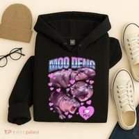 I Love You Moo Deng Cute Funny Hippo Hoodie thumb 4