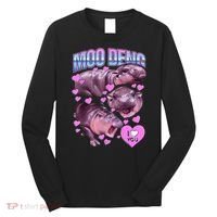 I Love You Moo Deng Cute Funny Hippo Long Sleeve Shirt thumb 0