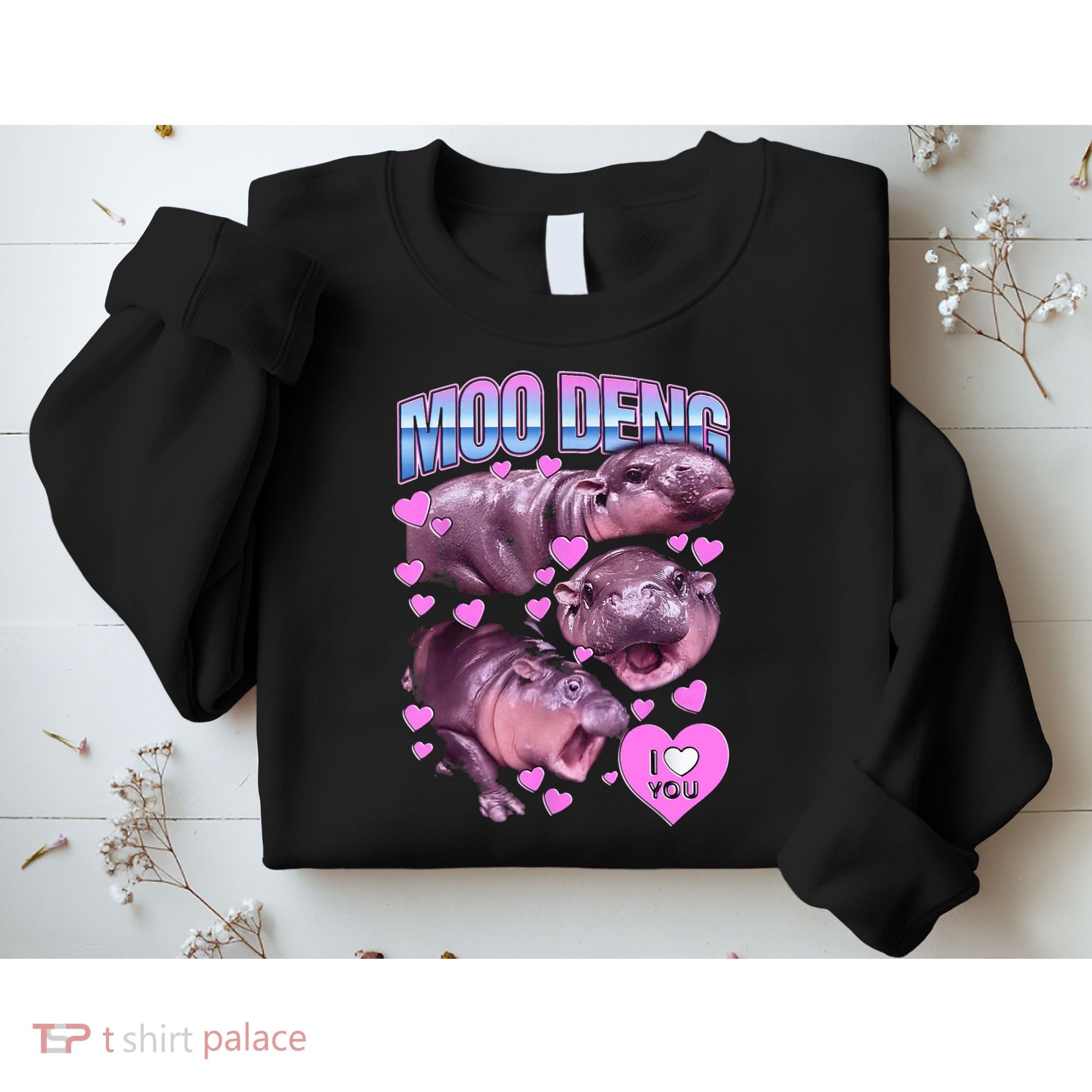 I Love You Moo Deng Cute Funny Hippo Sweatshirt
