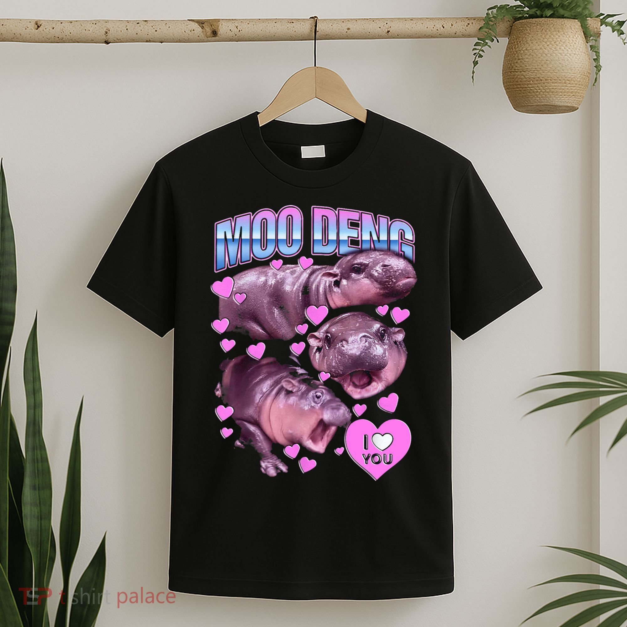 I Love You Moo Deng Cute Funny Hippo T-Shirt