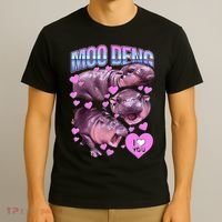 I Love You Moo Deng Cute Funny Hippo T-Shirt thumb 3