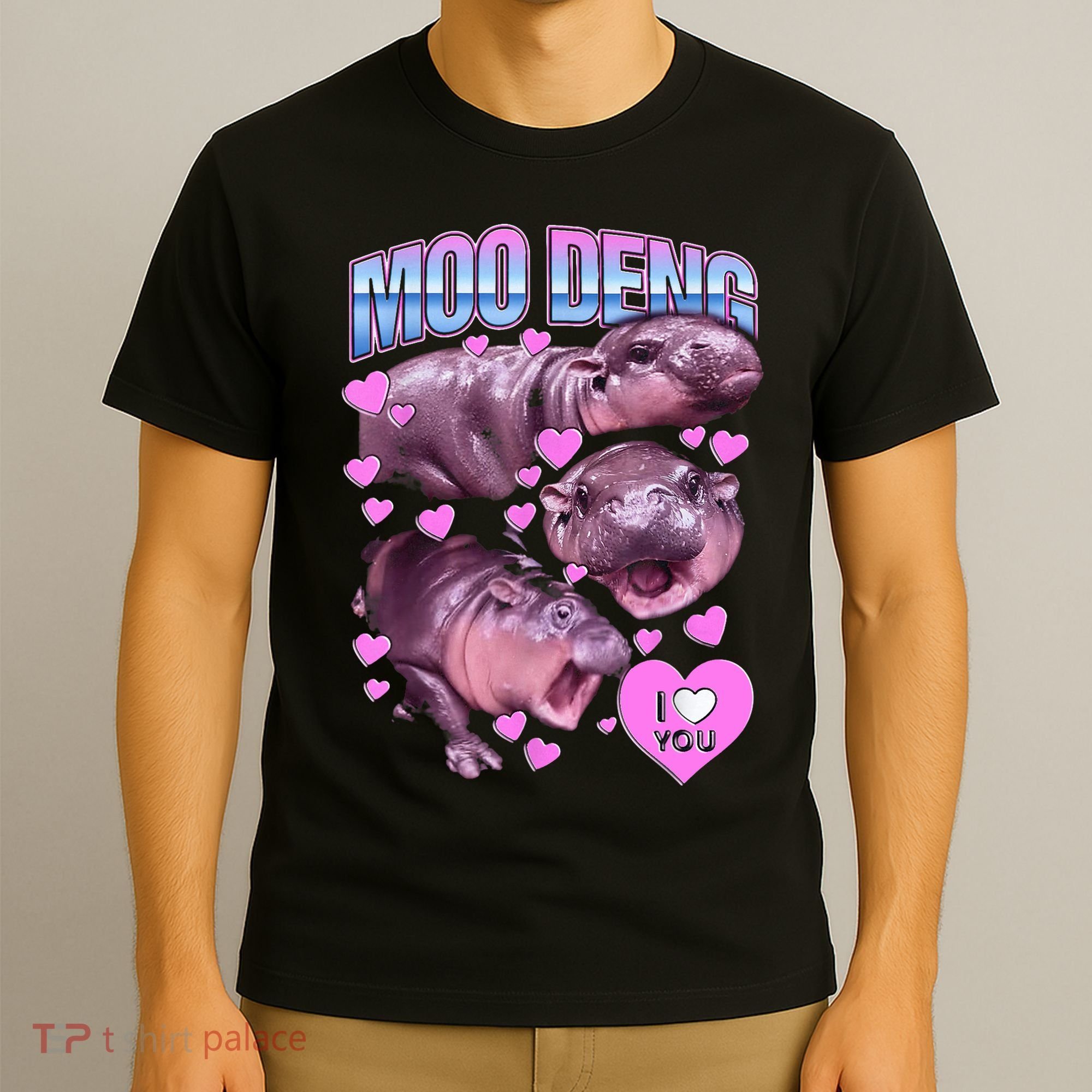 I Love You Moo Deng Cute Funny Hippo T-Shirt