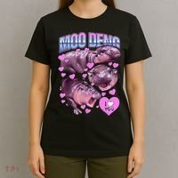 I Love You Moo Deng Cute Funny Hippo T-Shirt thumb 4