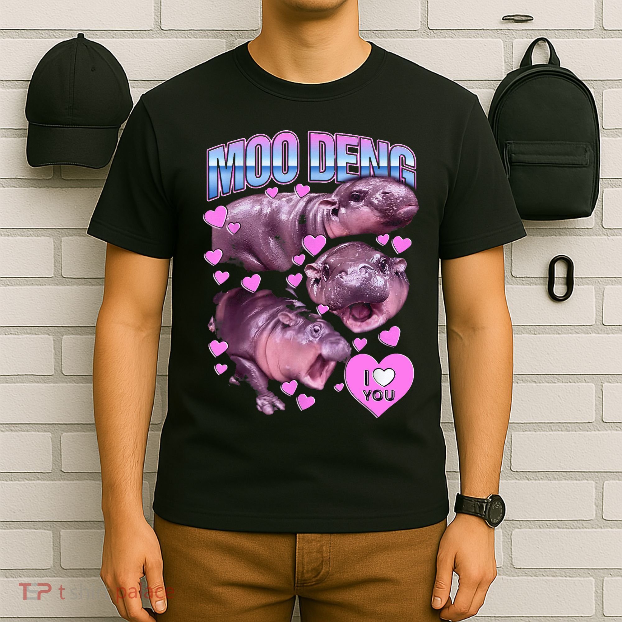 I Love You Moo Deng Cute Funny Hippo T-Shirt