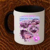 I Love You Moo Deng Cute Funny Hippo Coffee Mug thumb 2