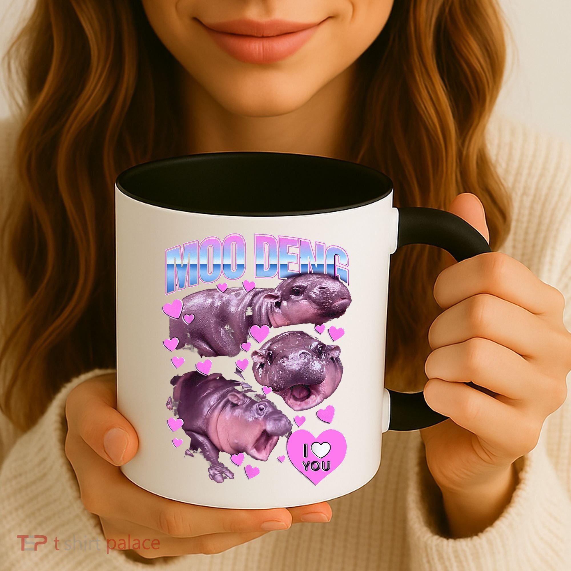 I Love You Moo Deng Cute Funny Hippo Coffee Mug