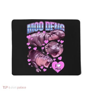 I Love You Moo Deng Cute Funny Hippo Mousepad