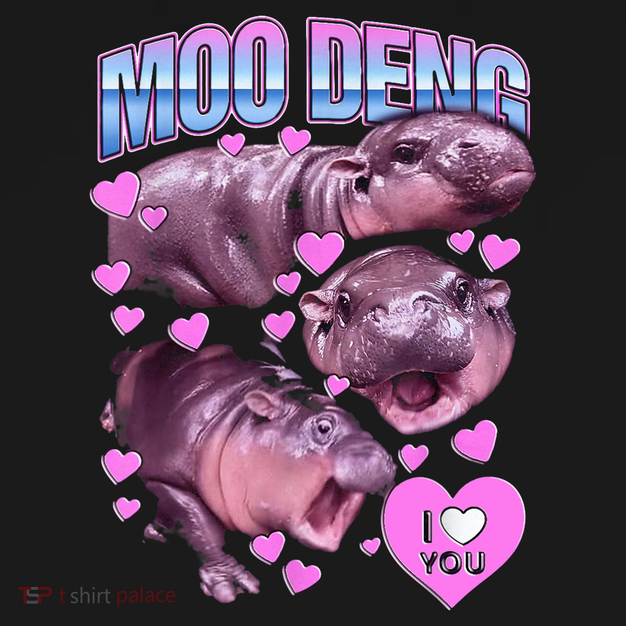 I Love You Moo Deng Cute Funny Hippo Mousepad
