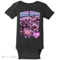 I Love You Moo Deng Cute Funny Hippo Baby Bodysuit thumb 0