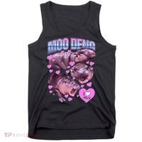 I Love You Moo Deng Cute Funny Hippo Tank Top thumb 0
