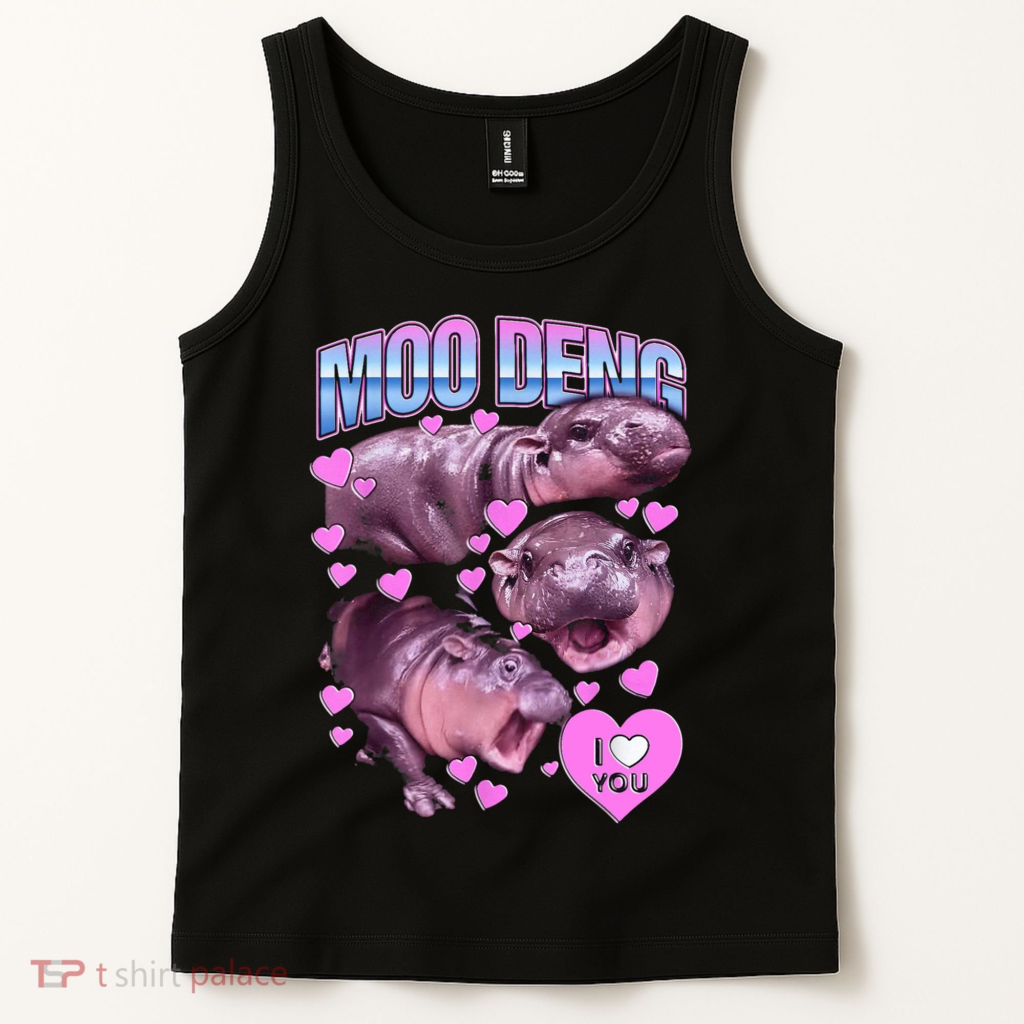 I Love You Moo Deng Cute Funny Hippo Tank Top