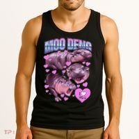 I Love You Moo Deng Cute Funny Hippo Tank Top thumb 3
