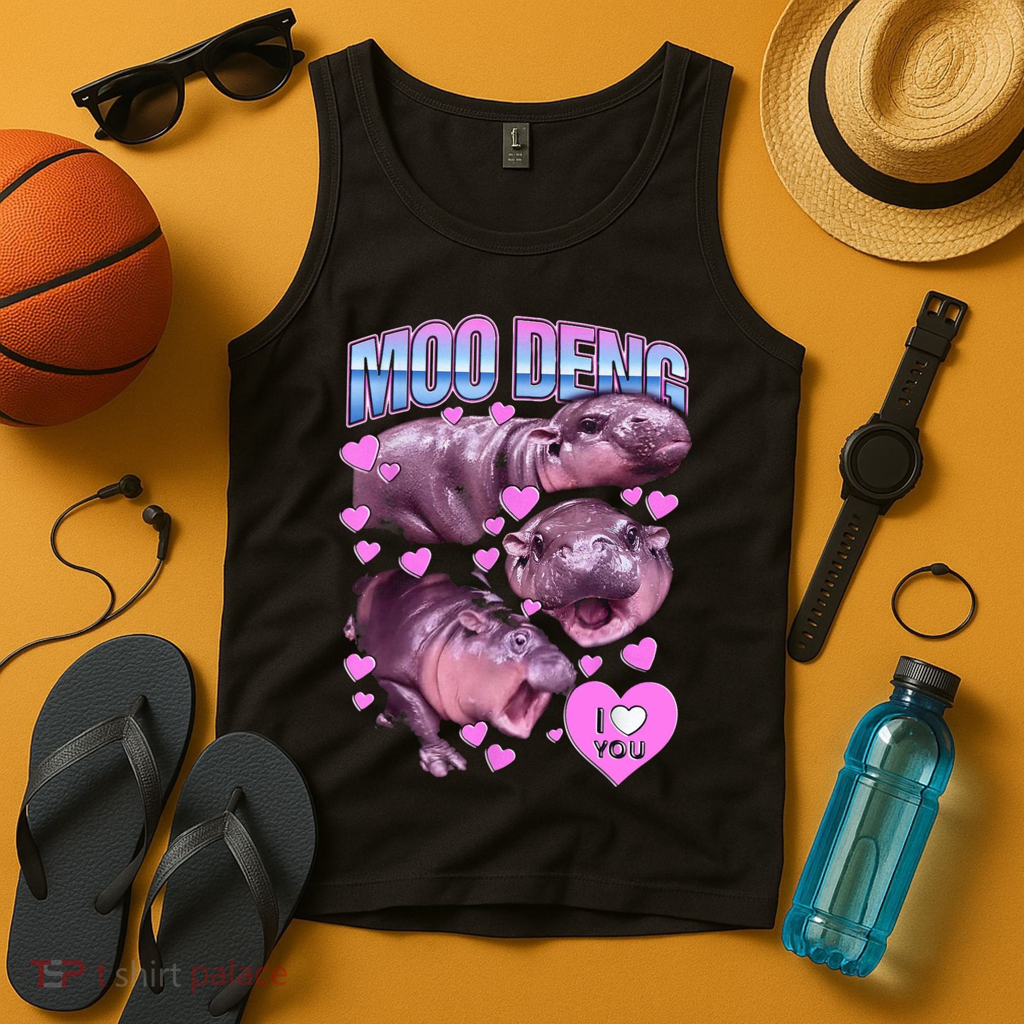 I Love You Moo Deng Cute Funny Hippo Tank Top