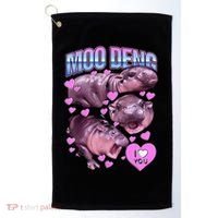 I Love You Moo Deng Cute Funny Hippo Golf Towel thumb 0