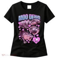 I Love You Moo Deng Cute Funny Hippo Women's T-Shirt thumb 0