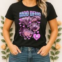 I Love You Moo Deng Cute Funny Hippo Women's T-Shirt thumb 2