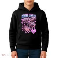 I Love You Moo Deng Cute Funny Hippo Kids Hoodie thumb 4