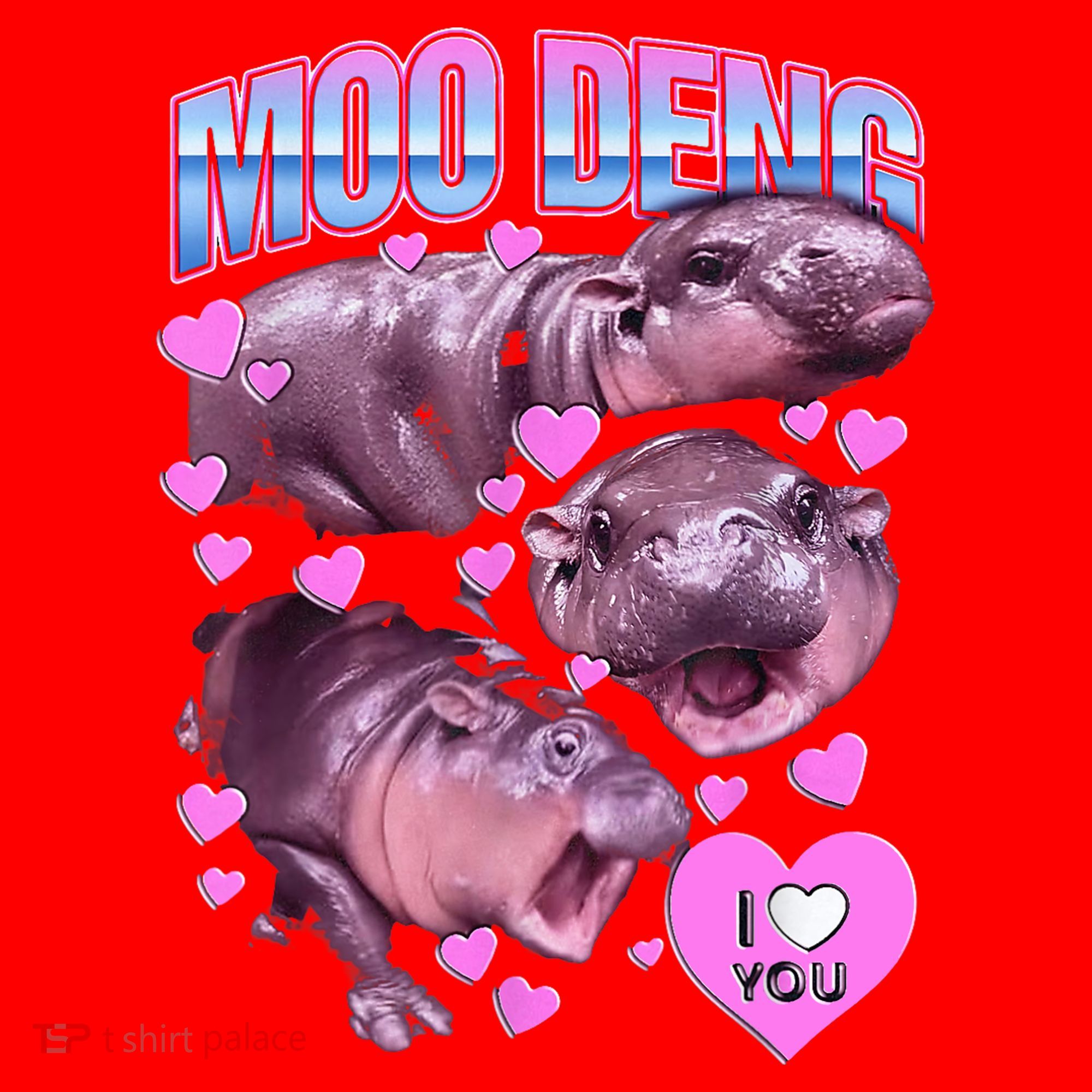 I Love You Moo Deng Cute Funny Hippo Santa Hat