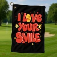 I Love Your Smile Happy Cute Gift Golf Towel thumb 1