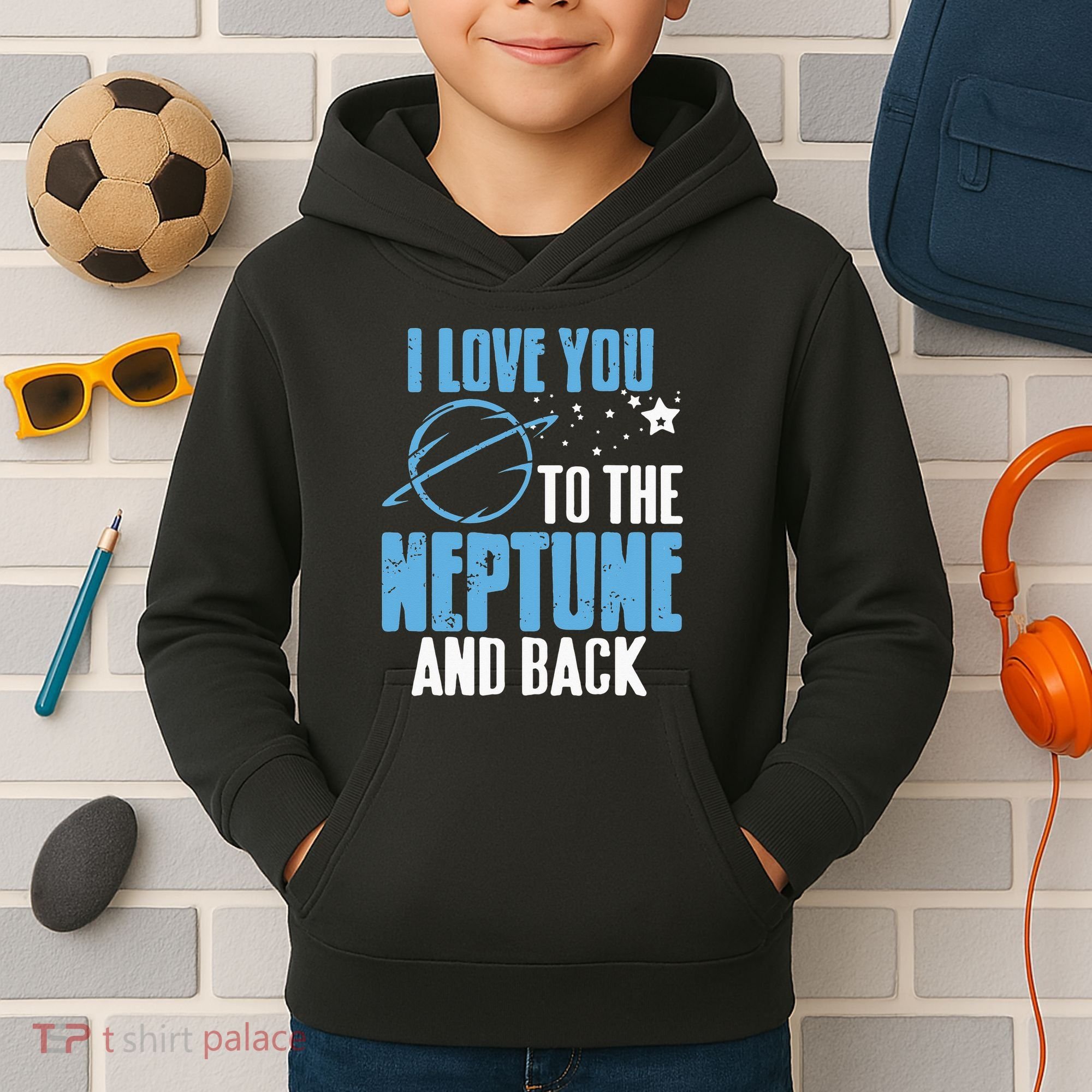 I Love You To The Neptune & Back Funny Astronomer Present Kids Hoodie