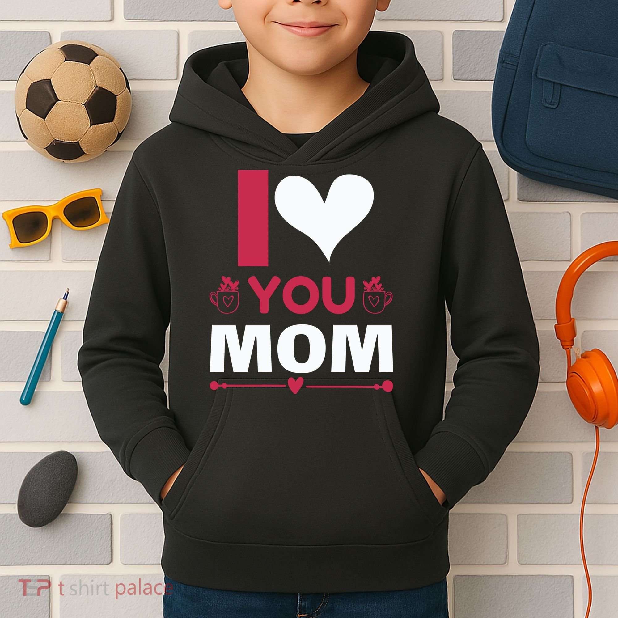 I Love You Mom Kids Hoodie