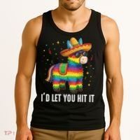 Id Let You Hit It Funny Pinata Sombrero Rainbow Fiesta Gift Tank Top thumb 3