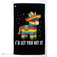 Id Let You Hit It Funny Pinata Sombrero Rainbow Fiesta Gift Golf Towel thumb 0
