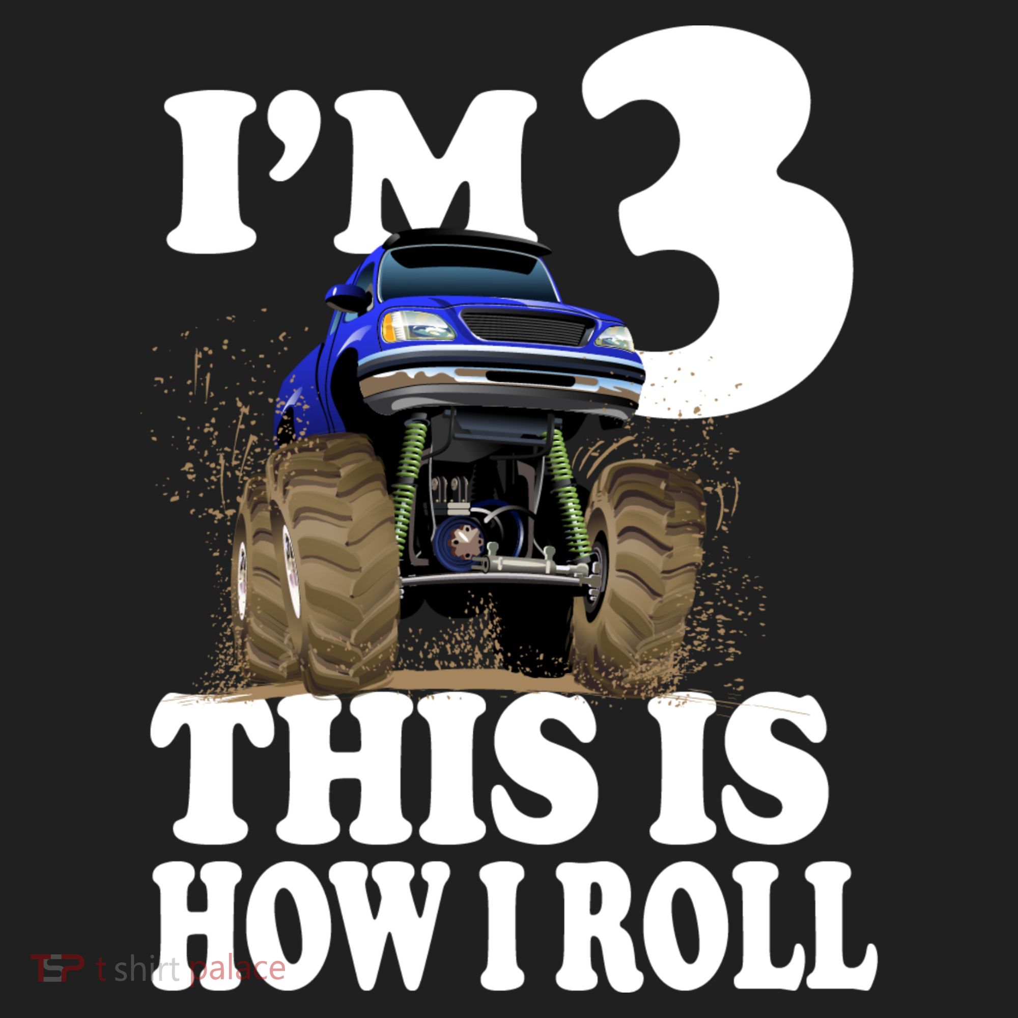 I'm 3 This Is How I Roll Monster Truck Golf Towel