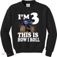 I'm 3 This Is How I Roll Monster Truck Kids Sweatshirt thumb 0