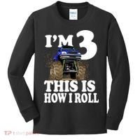 I'm 3 This Is How I Roll Monster Truck Kids Long Sleeve Shirt thumb 0