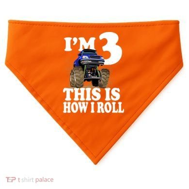 I'm 3 This Is How I Roll Monster Truck USA-Made Doggie Bandana