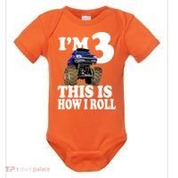 I'm 3 This Is How I Roll Monster Truck Baby Bodysuit thumb 0