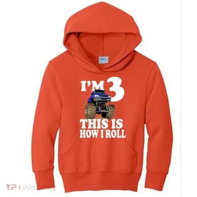 I'm 3 This Is How I Roll Monster Truck Kids Hoodie