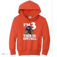 I'm 3 This Is How I Roll Monster Truck Kids Hoodie thumb 0