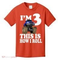 I'm 3 This Is How I Roll Monster Truck Kids T-Shirt thumb 0