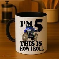 I'm 5 This Is How I Roll Monster Truck Coffee Mug thumb 4