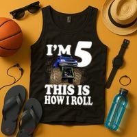 I'm 5 This Is How I Roll Monster Truck Tank Top thumb 4