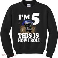 I'm 5 This Is How I Roll Monster Truck Kids Sweatshirt thumb 0