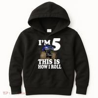 I'm 5 This Is How I Roll Monster Truck Kids Hoodie thumb 0