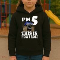 I'm 5 This Is How I Roll Monster Truck Kids Hoodie thumb 3