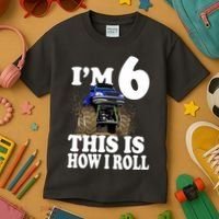 I'm 6 This Is How I Roll Monster Truck Kids T-Shirt thumb 3