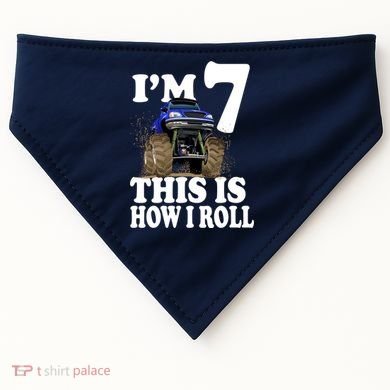 I'm 7 This Is How I Roll Monster Truck USA-Made Doggie Bandana