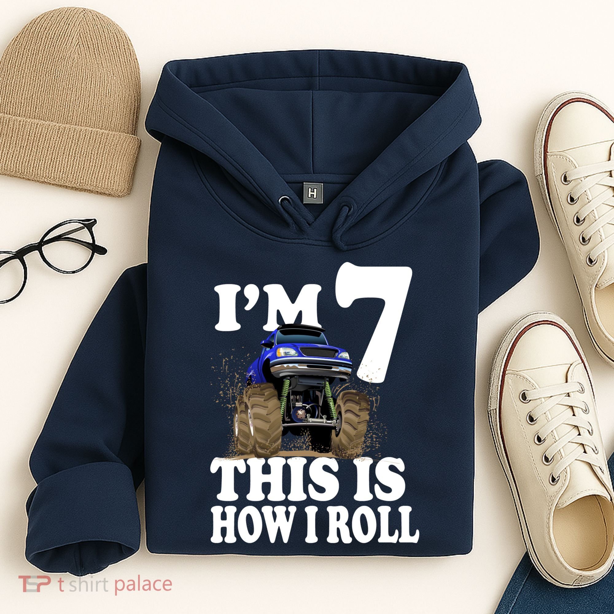 I'm 7 This Is How I Roll Monster Truck Hoodie