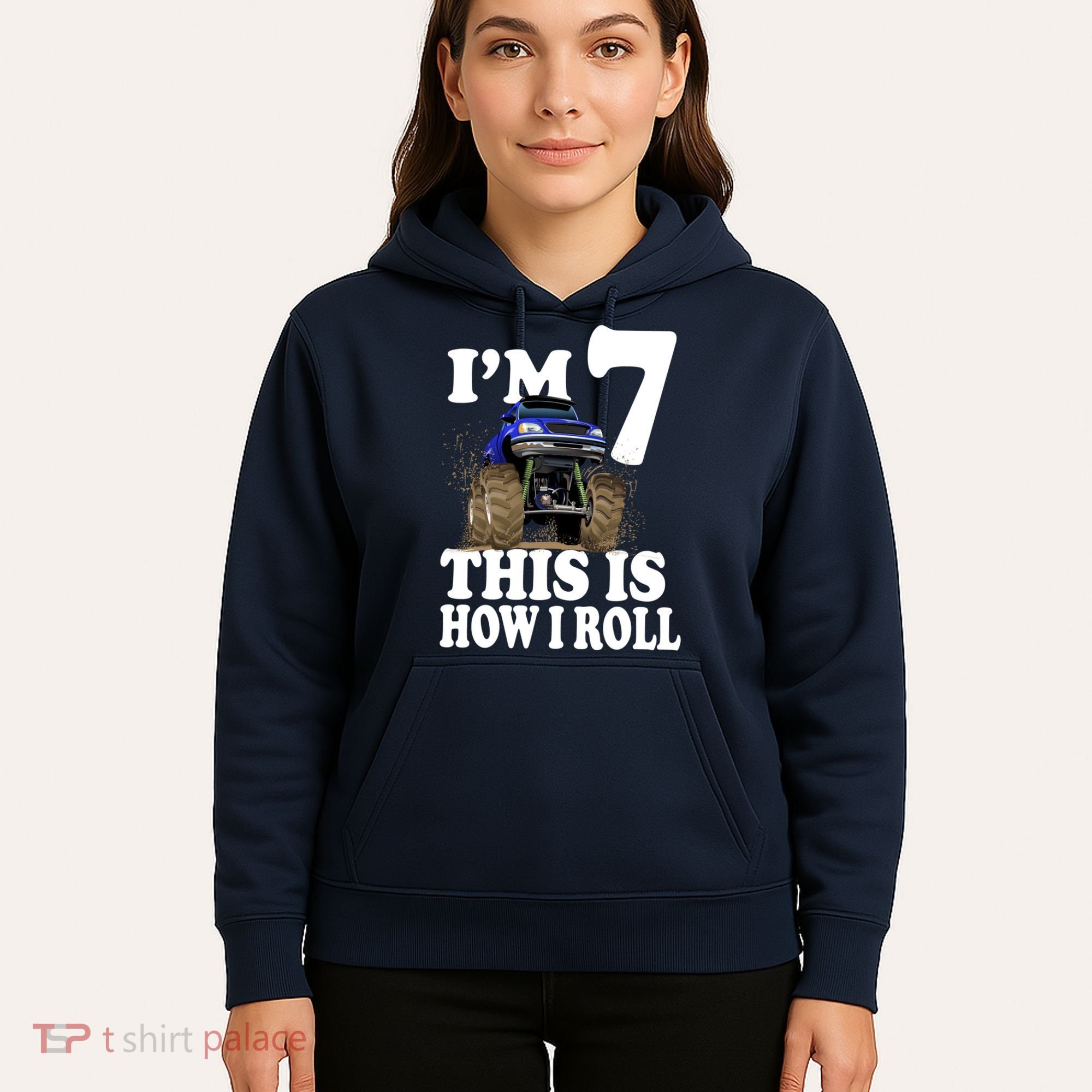I'm 7 This Is How I Roll Monster Truck Hoodie