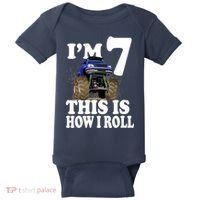 I'm 7 This Is How I Roll Monster Truck Baby Bodysuit thumb 0