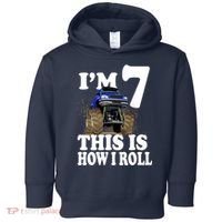 I'm 7 This Is How I Roll Monster Truck Toddler Hoodie thumb 0